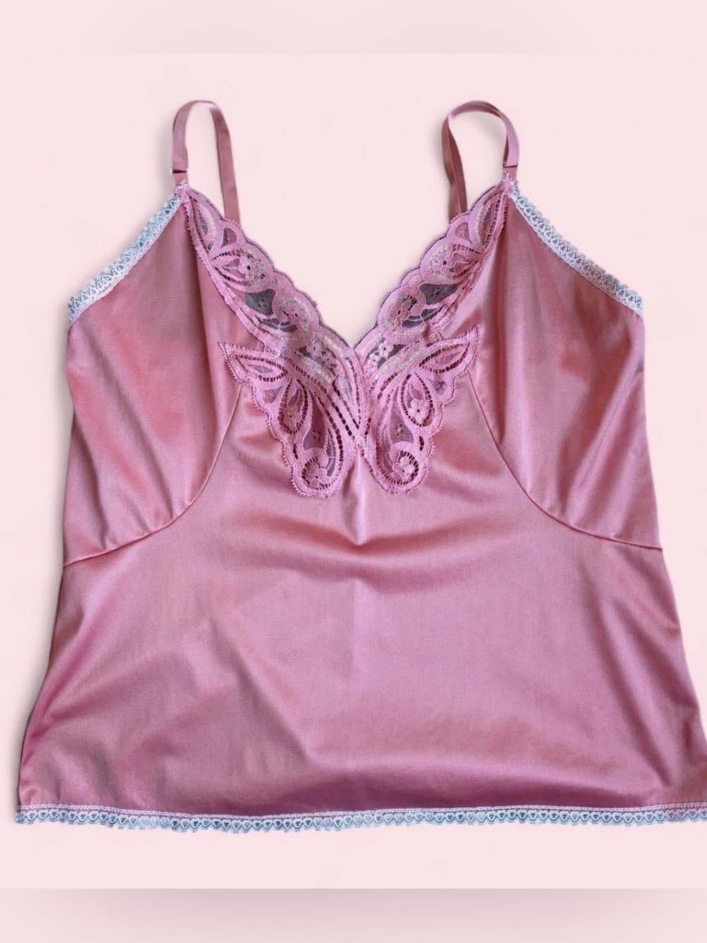 Vintage Hand Dyed Pink Butterfly Lace Cami Top Small Medium